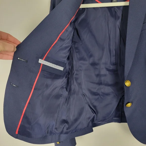 J.CREW Dalton Navy Blue Preppy Academia Blazer Size 4 Wool Blend Italy - Picture 6 of 10